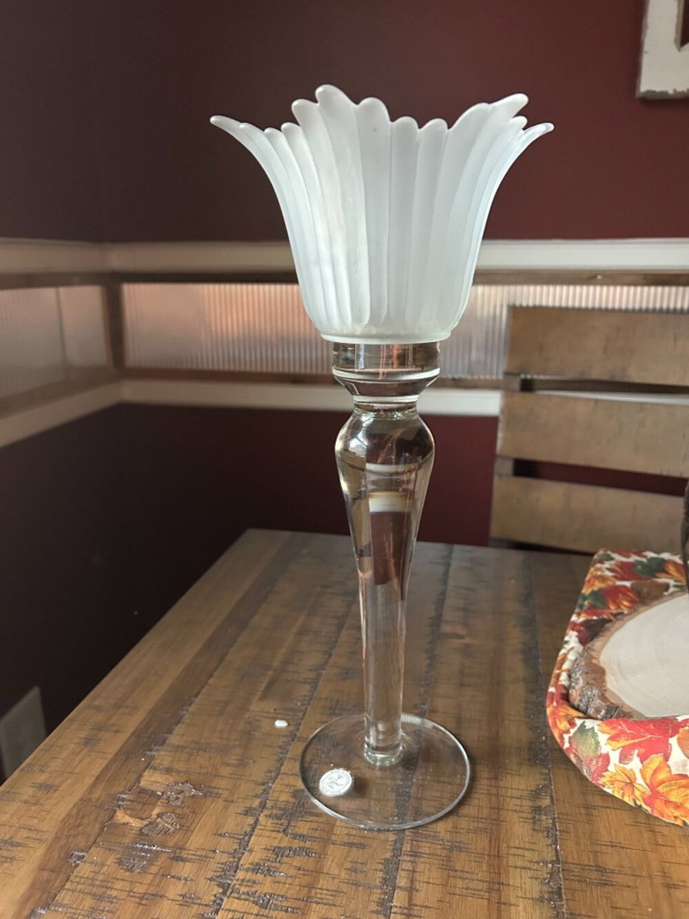 Vintage Crystal Clear Industries "Milano" tall crystal candle holder or votive